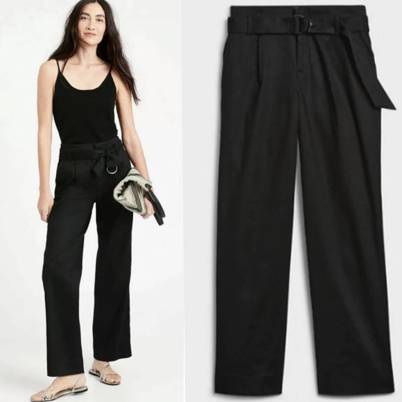 NWT Banana Republic Hi-Rise Wide Leg Linen Cotton Pants - Picture 1 of 15